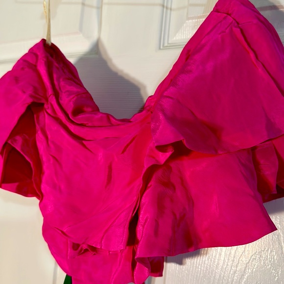 NTW FARM RIO RUFFLE TOP DARK PINK - Picture 2 of 5